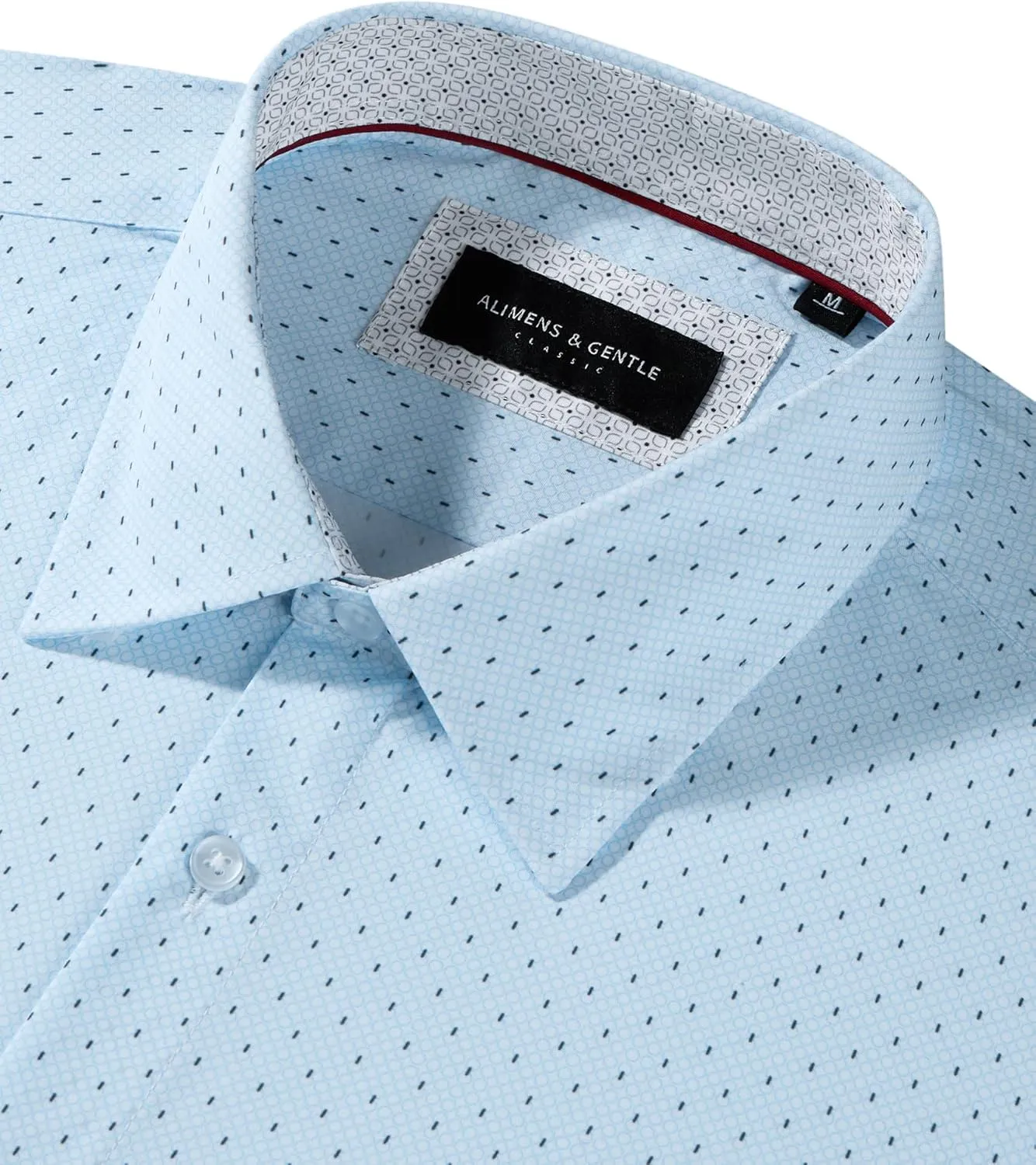 Alimens & Gentle Mens Dress Shirts Printed Button Down Shirt Long Sleeve Regular Fit Inner Collar Contrast Shirt Business