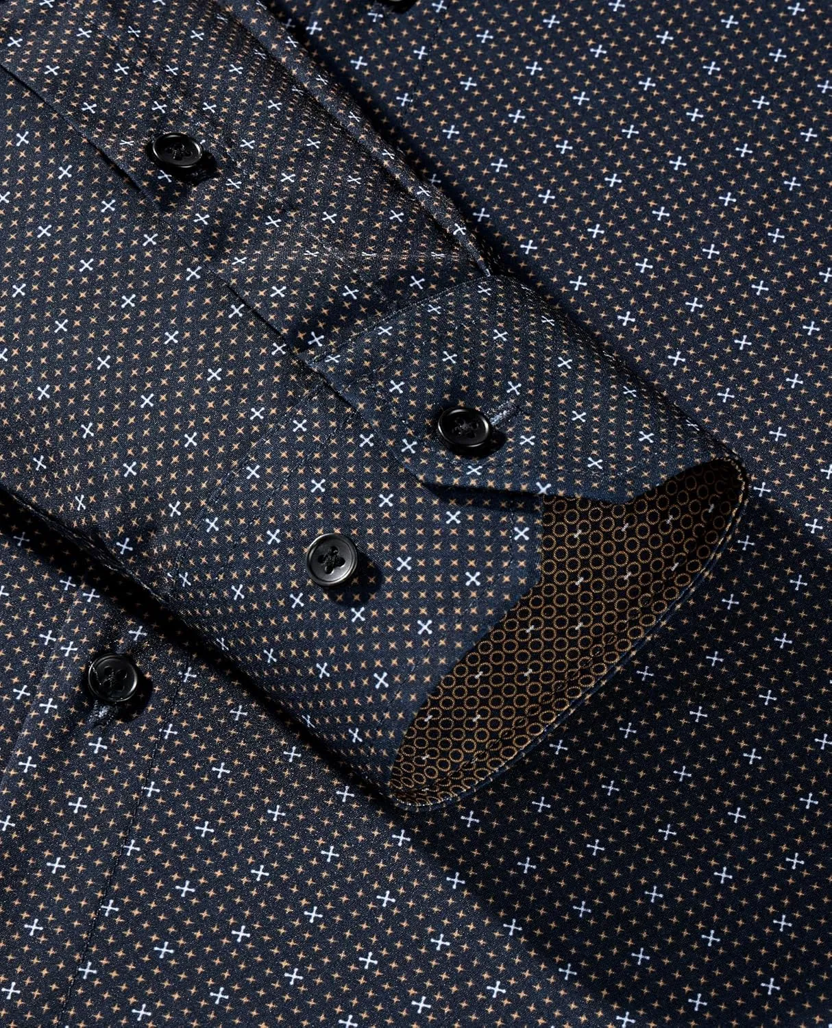 Alimens & Gentle Mens Dress Shirts Printed Button Down Shirt Long Sleeve Regular Fit Inner Collar Contrast Shirt Business