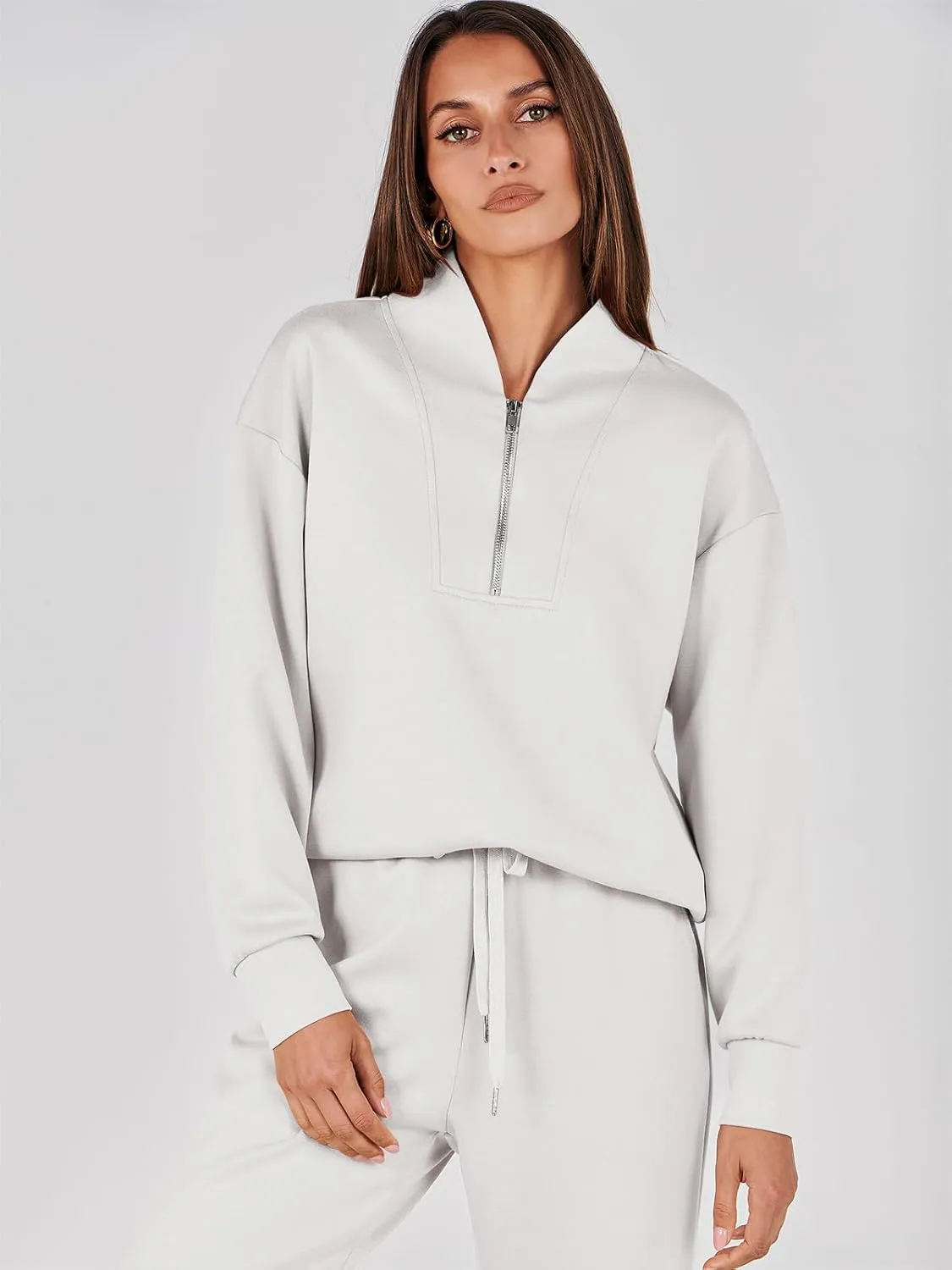 ANRABESS Women's 2 Piece Lounge Sets Half Zip Sweatshirt Jogger Sweatpant 2025 Trendy Spring Casual Travel Sweat Outfits