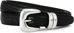Black Belt with Silver Buckle Women Leather Belts for Women Belts for Jeans Dresses