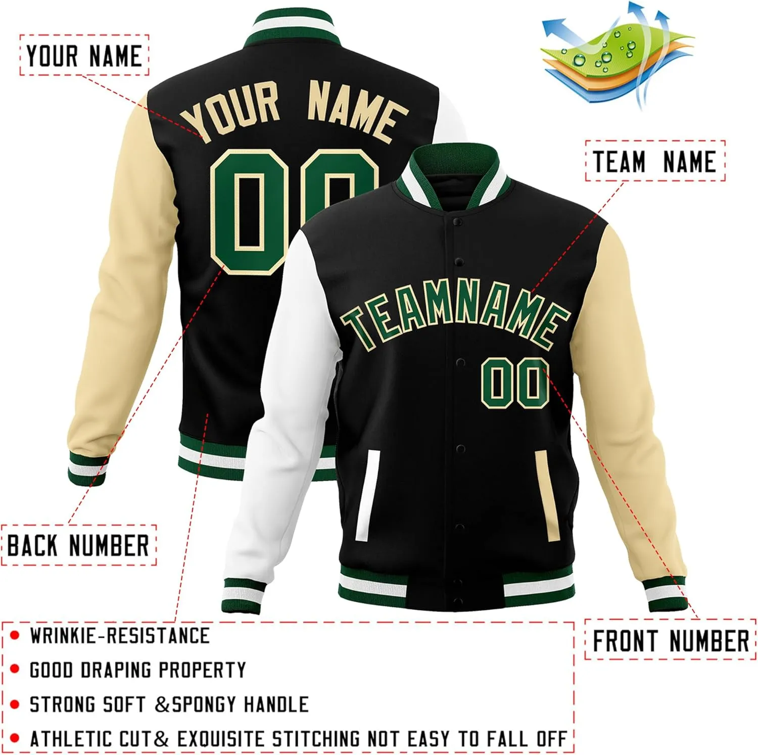 Custom Mens Varsity Jacket Baseball Letterman Bomber Jackets Personalized Stitched Any Name Number Logo