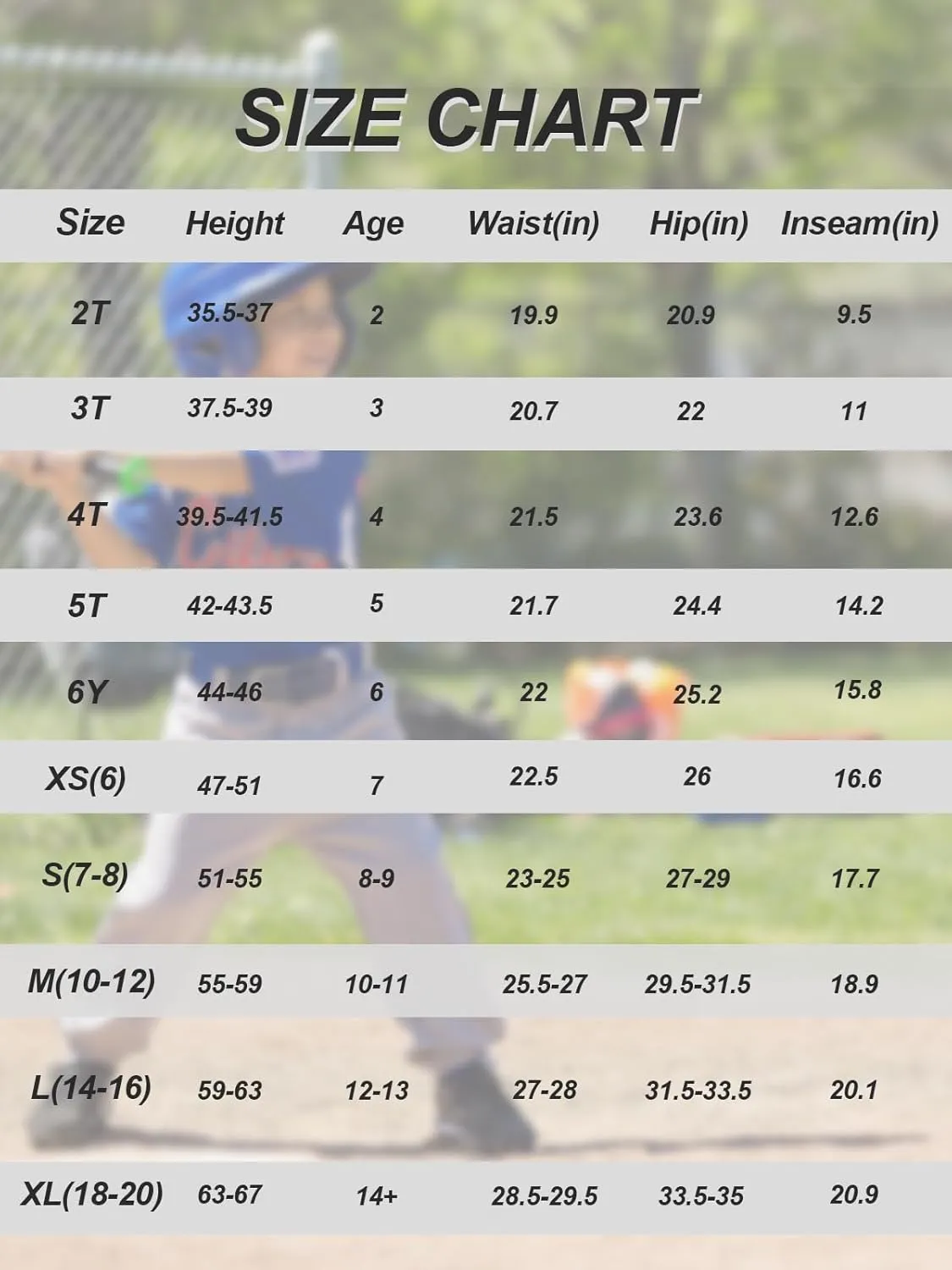 DEVOROPA 2T/3T/4T/5T to Big Kids Youth Boys Baseball Pants Girls Softball Pants Fast Pitch Tee Ball Practice Pants Pockets