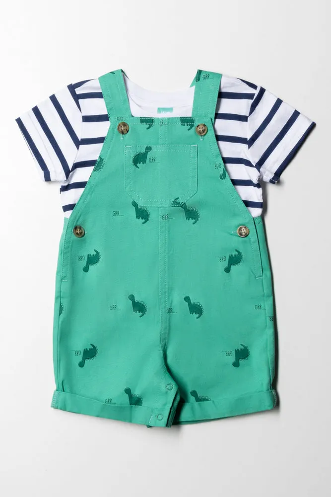 Dino Dungaree Set Green