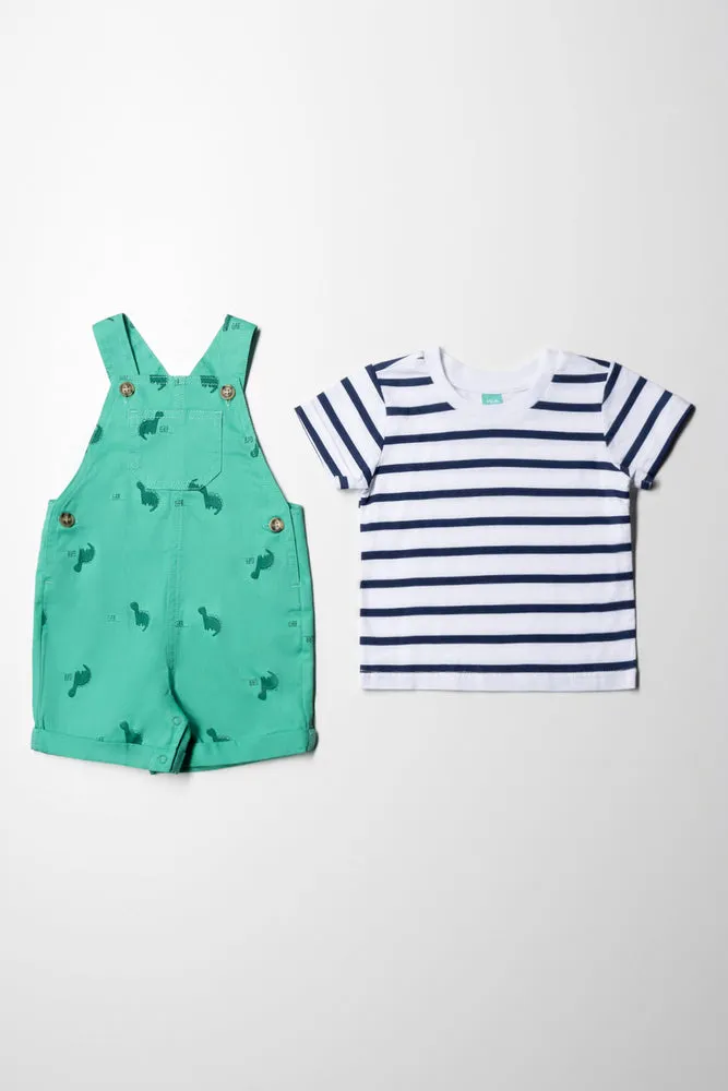 Dino Dungaree Set Green