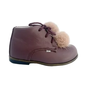 Emel Plum Laced Baby Bootie with or without Poms