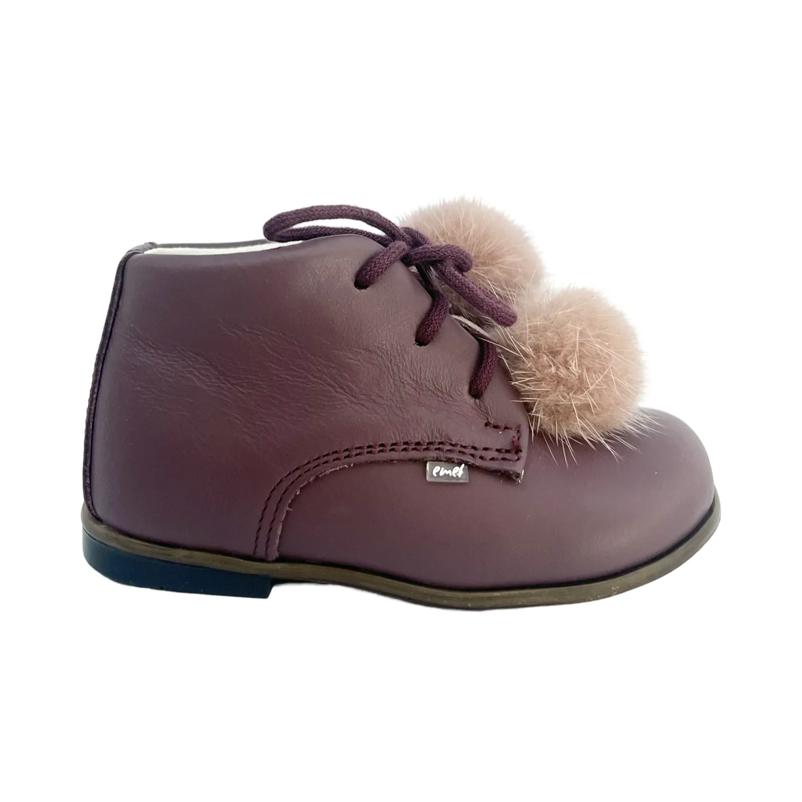 Emel Plum Laced Baby Bootie with or without Poms