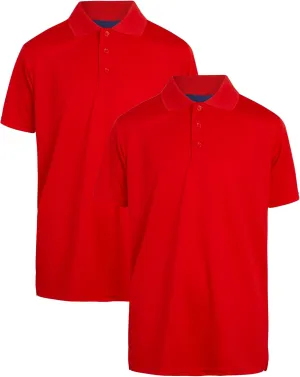 Galaxy by Harvic Boys School Uniform Shirt - 2 Pack Moisture Wicking Short Sleeve Polo T-Shirt (8-20)