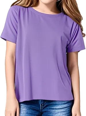 Girls Short Sleeve T Shirts Soft Cotton Summer Tops Kids Casual Crewneck Basic Tees Shirts Blouse Clothes for Girls, 5-14Y