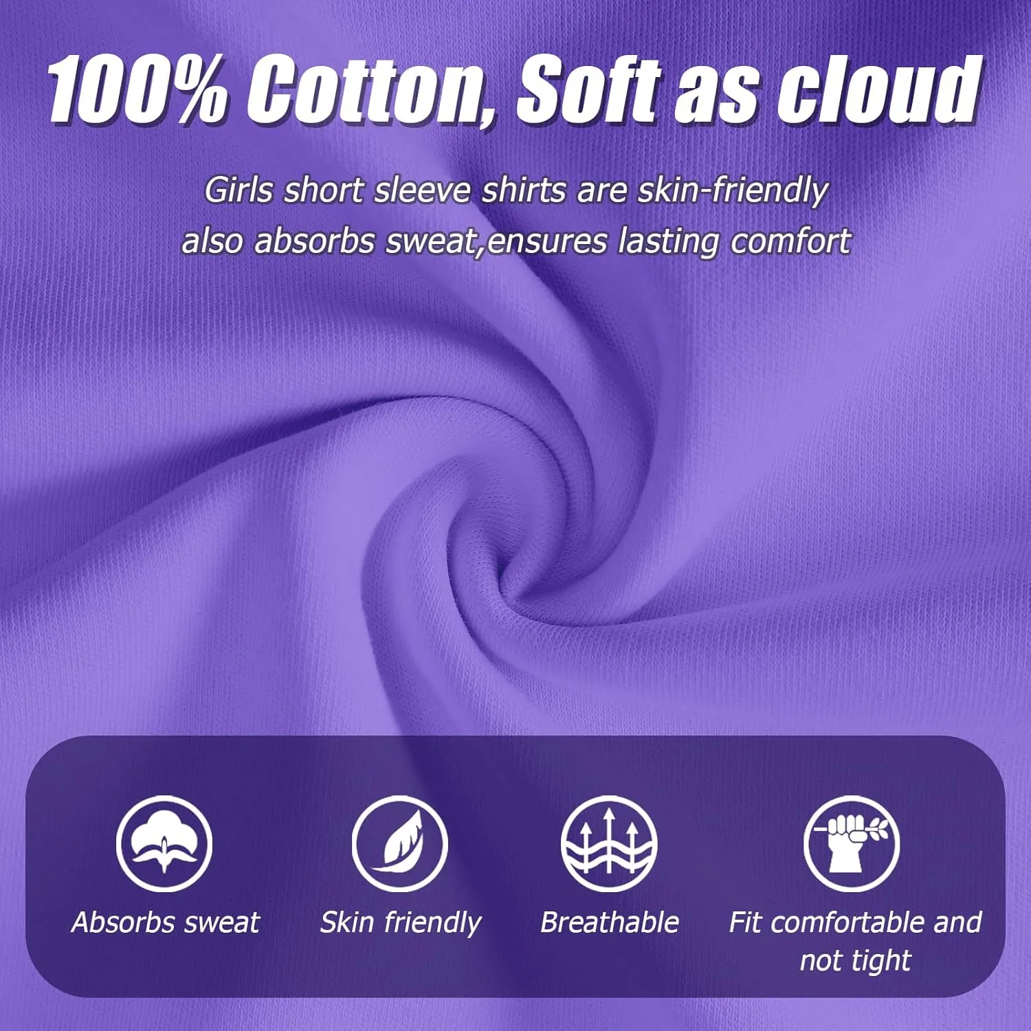 Girls Short Sleeve T Shirts Soft Cotton Summer Tops Kids Casual Crewneck Basic Tees Shirts Blouse Clothes for Girls, 5-14Y