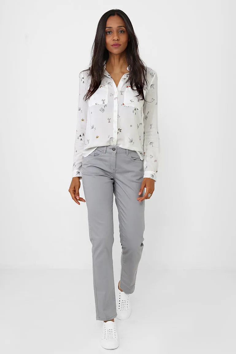 Grey Mom Fit Trousers
