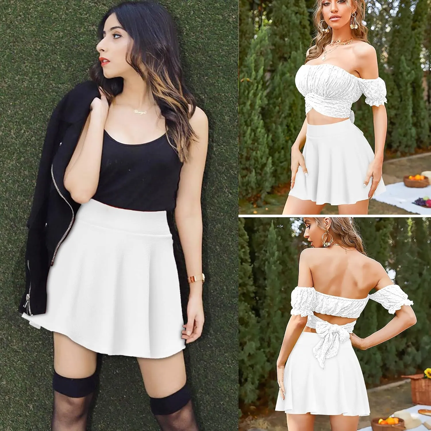 High Waisted Pleated Skirts for Women Skater Tennis Skirt with Shorts Pockets Mini A-Line Skirt