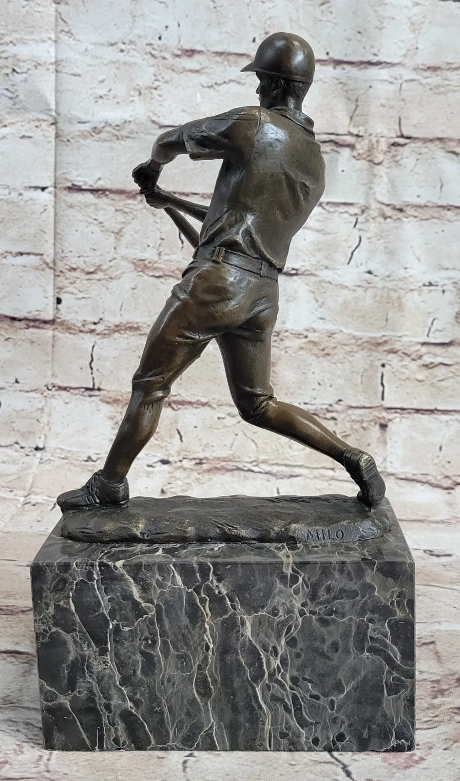 Hot Cast Signed Original Baseball player Trophy Gift Bronze Sculpture Statue