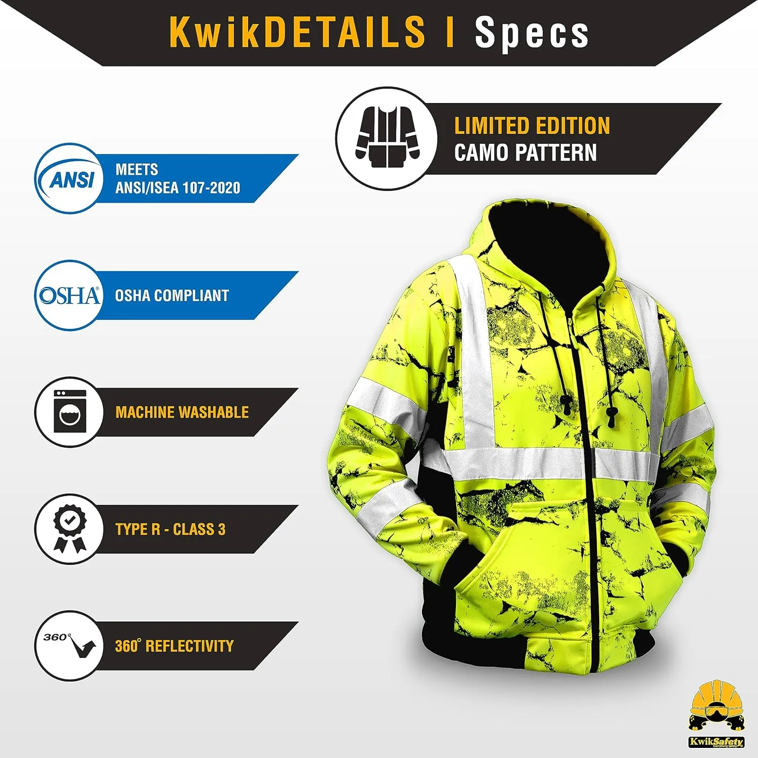 KwikSafety - Charlotte, NC - Men's Fleece Safety Hoodie | PPE Hi Vis Reflective Work Jackets
