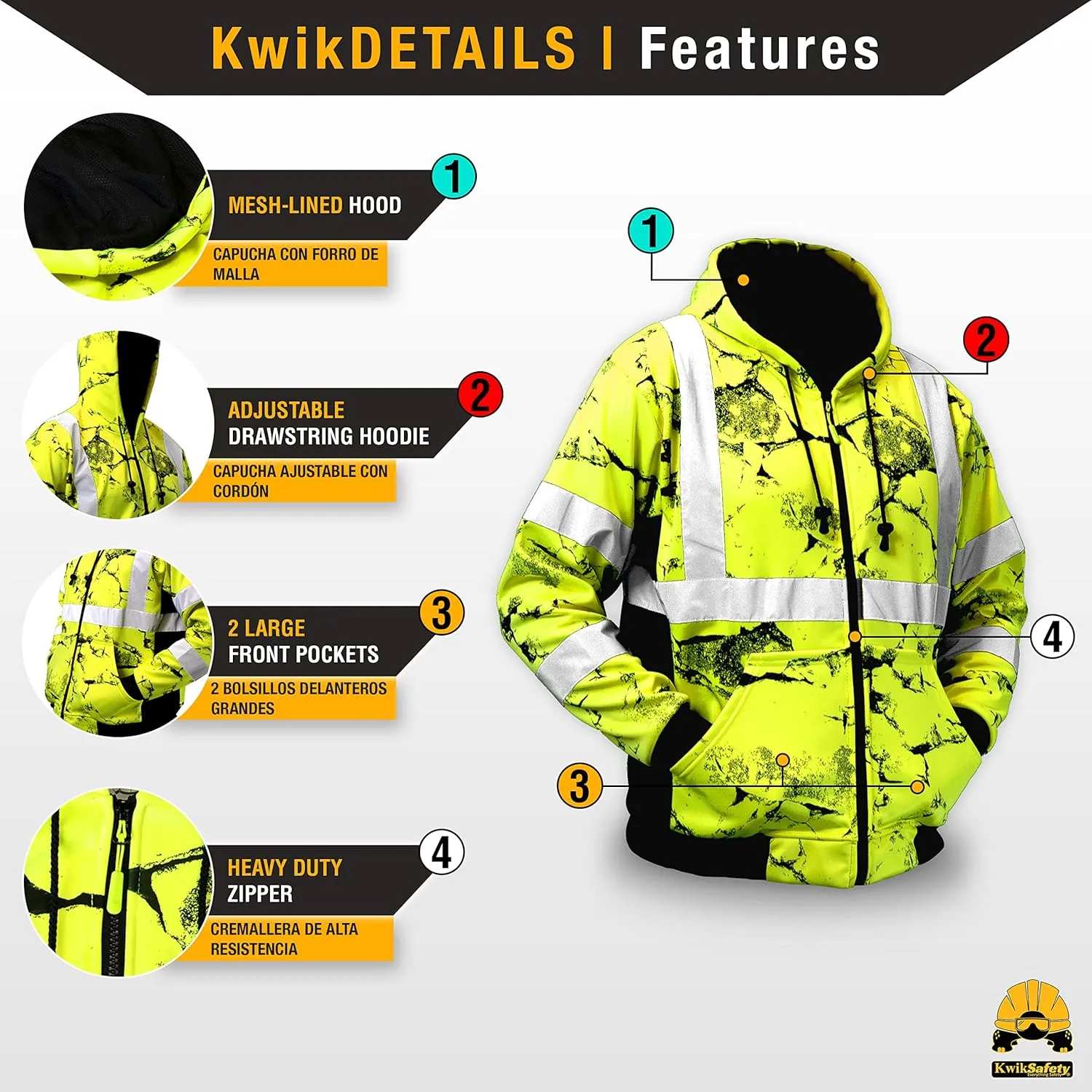 KwikSafety - Charlotte, NC - Men's Fleece Safety Hoodie | PPE Hi Vis Reflective Work Jackets