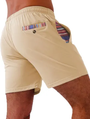 Loopory Mens Casual Shorts-Drawstring Summer Beach Stretch Twill Golf Shorts-Anti-Wrinkle Fabric-5"&7"