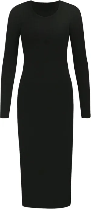 Mebius Girls Bodycon Maxi Dress Spaghetti Strap Slip/Long Sleeve Pencil Black Long Dresses Round Neck Casual Party 8-14Y