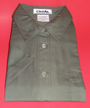 Men's Dress Shirt 781 Dark Green Blended Medium Size Short Sleeves Shirt
