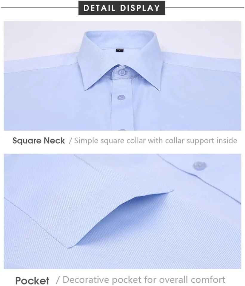 Men's French Cuff Dress Shirt Regular Fit Formal Business Button Down Shirt for Men Long Sleeve Random Cufflinks