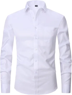 Men's French Cuff Dress Shirt Regular Fit Formal Business Button Down Shirt for Men Long Sleeve Random Cufflinks