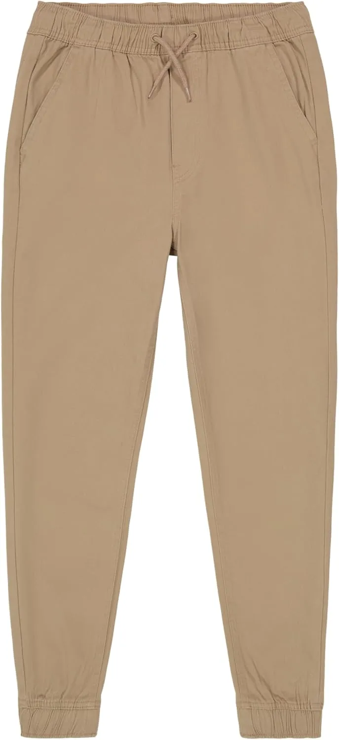 Nautica Boys' School Uniform Jogger Pants, Elastic Waistband with Drawstring Closure, Stretch Twill Fabric