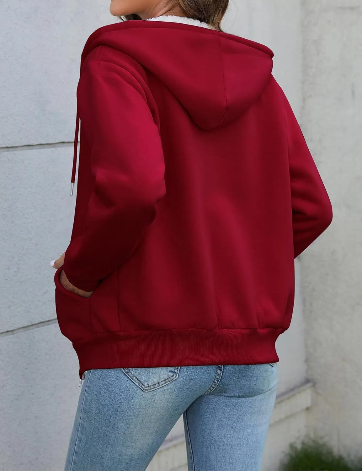 PEHMEA Women's Winter Warm Full Zip Up Sherpa Lined Hoodie Heavyweight Casual Sweatshirt Jacket Coat