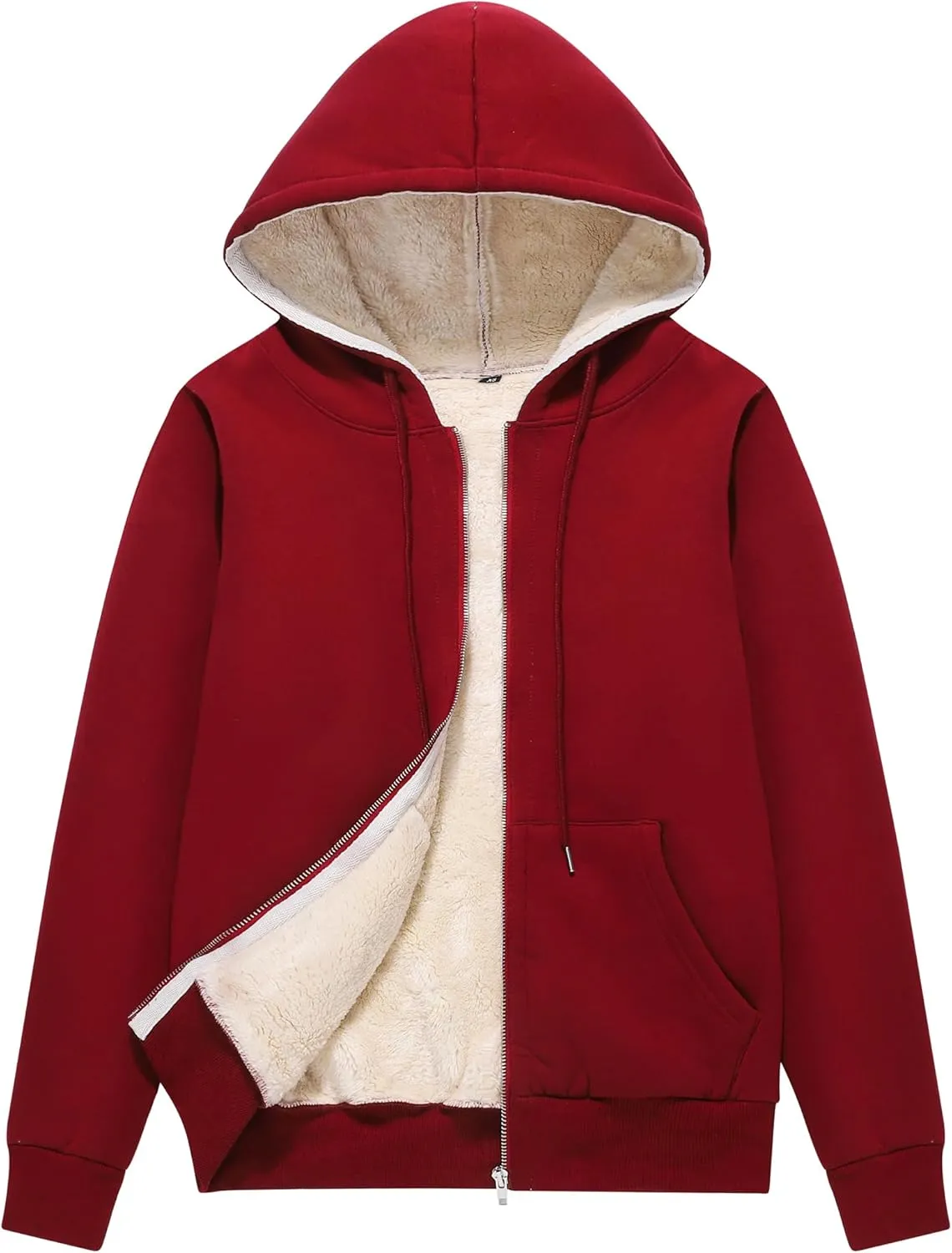 PEHMEA Women's Winter Warm Full Zip Up Sherpa Lined Hoodie Heavyweight Casual Sweatshirt Jacket Coat