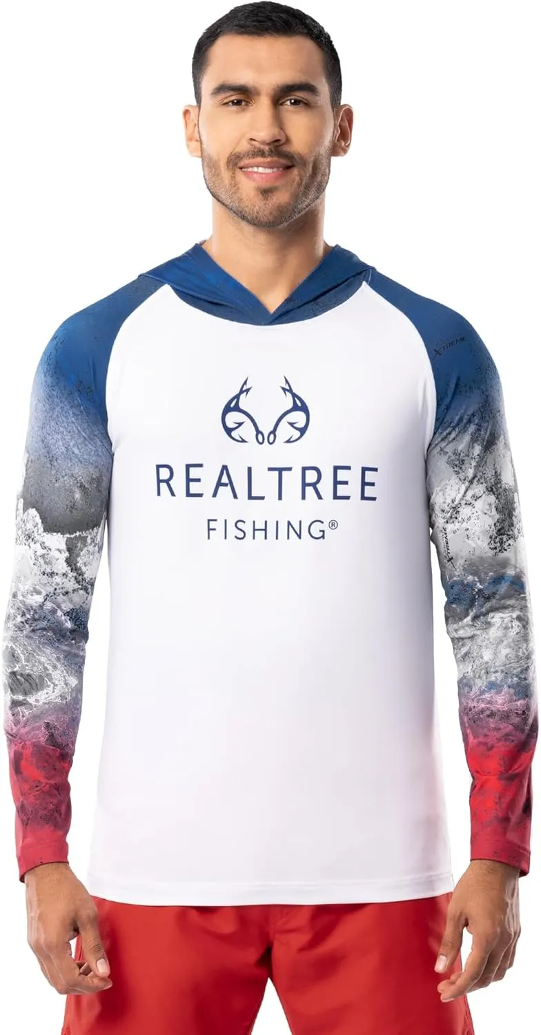 Realtree Men's Long Sleeve Patriotic Performance Fishing Hoodie