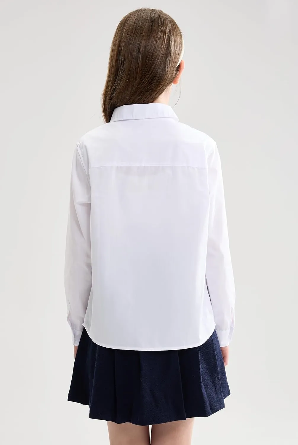SOLOCOTE Girls White Dress Shirt Long Sleeve School Uniform Blouse Formal Button Down Top for Big Kids