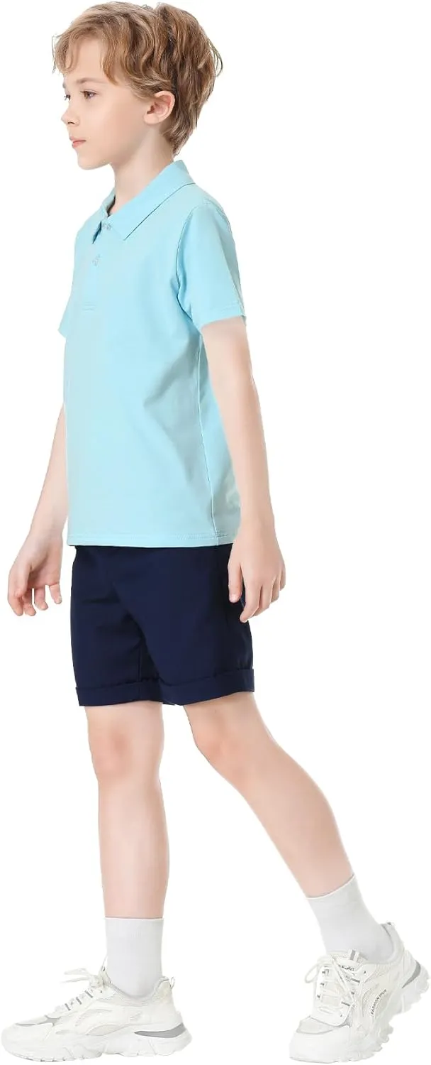 Toddler to Youth Stain Resistant Polo Shirts Kids Collared Golf T-Shirt School Uniform for Boys and Girls
