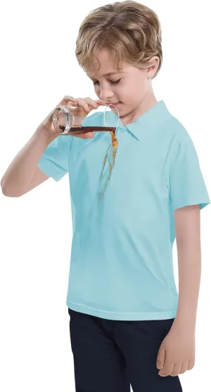 Toddler to Youth Stain Resistant Polo Shirts Kids Collared Golf T-Shirt School Uniform for Boys and Girls
