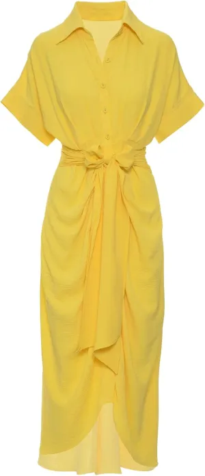 utcoco Women's Summer Ruched Button Down Shirt Dresses Flowy Casual Tie Waist Short Sleeve Maxi Shirt Dress