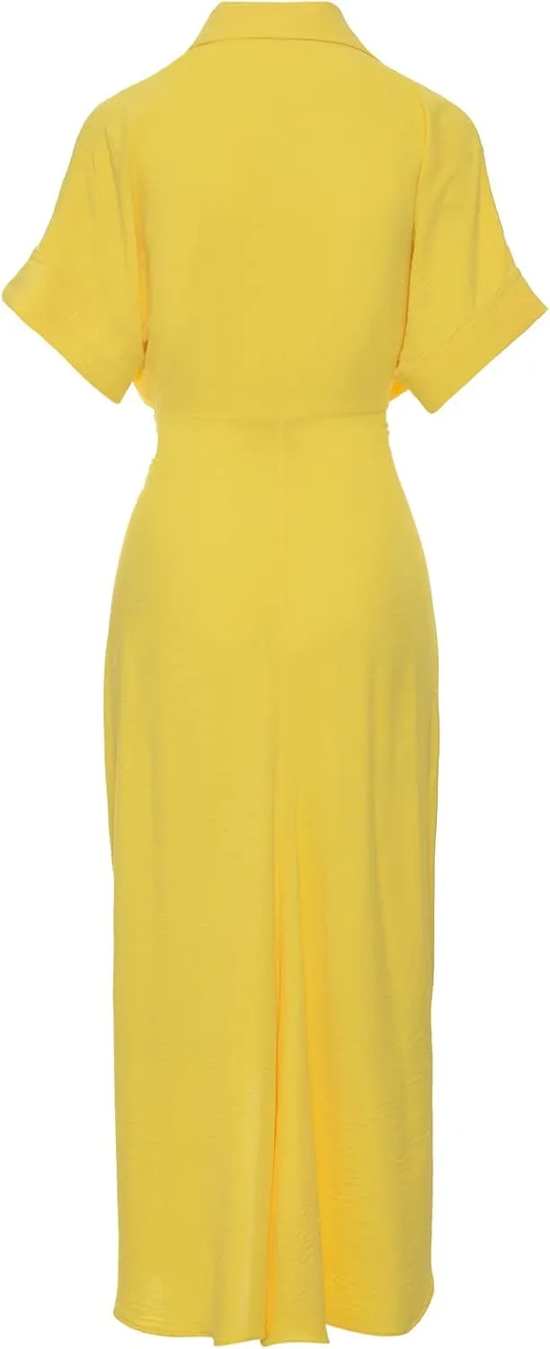 utcoco Women's Summer Ruched Button Down Shirt Dresses Flowy Casual Tie Waist Short Sleeve Maxi Shirt Dress