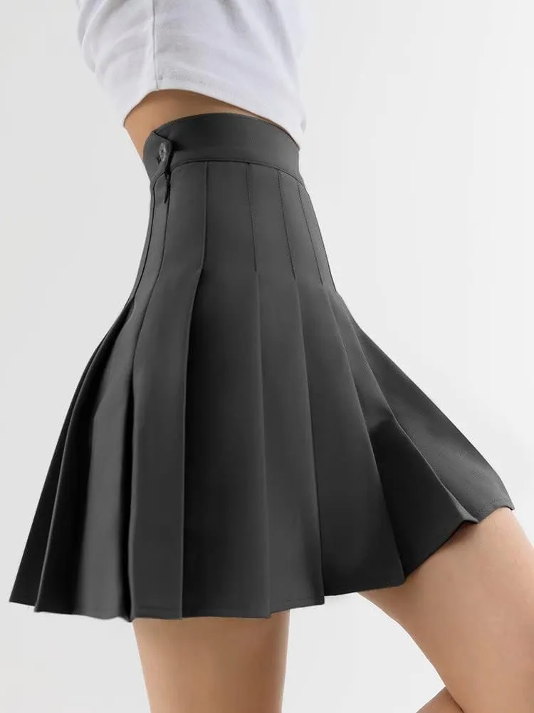 Women Girls high Waisted Pleated Skater Tennis School Skirt Uniform Skirts