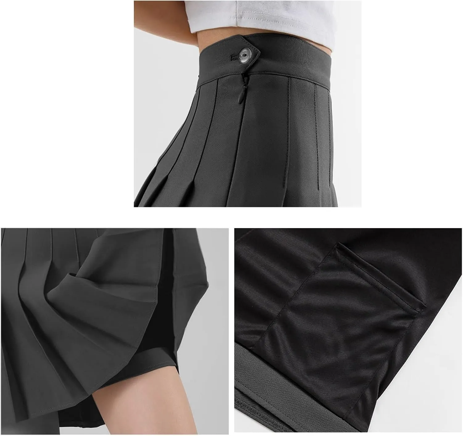 Women Girls high Waisted Pleated Skater Tennis School Skirt Uniform Skirts