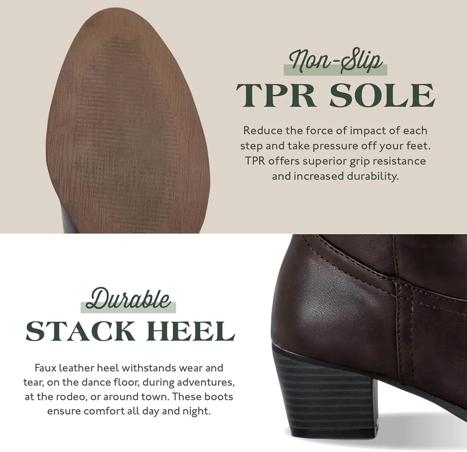 Women's Rodeo Boots - Classic Western Booties for Women & Teen Girls, Black, Mid-Calf, Faux Leather, Memory Foam Insole, Cowboy Boots