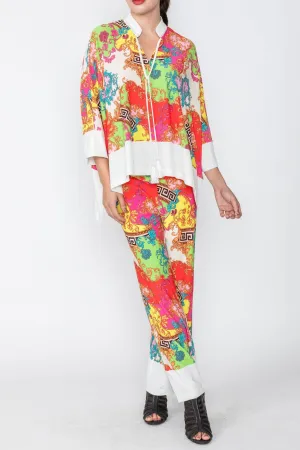 Yellow Stand Collar & Tassel Tie Boxy Top